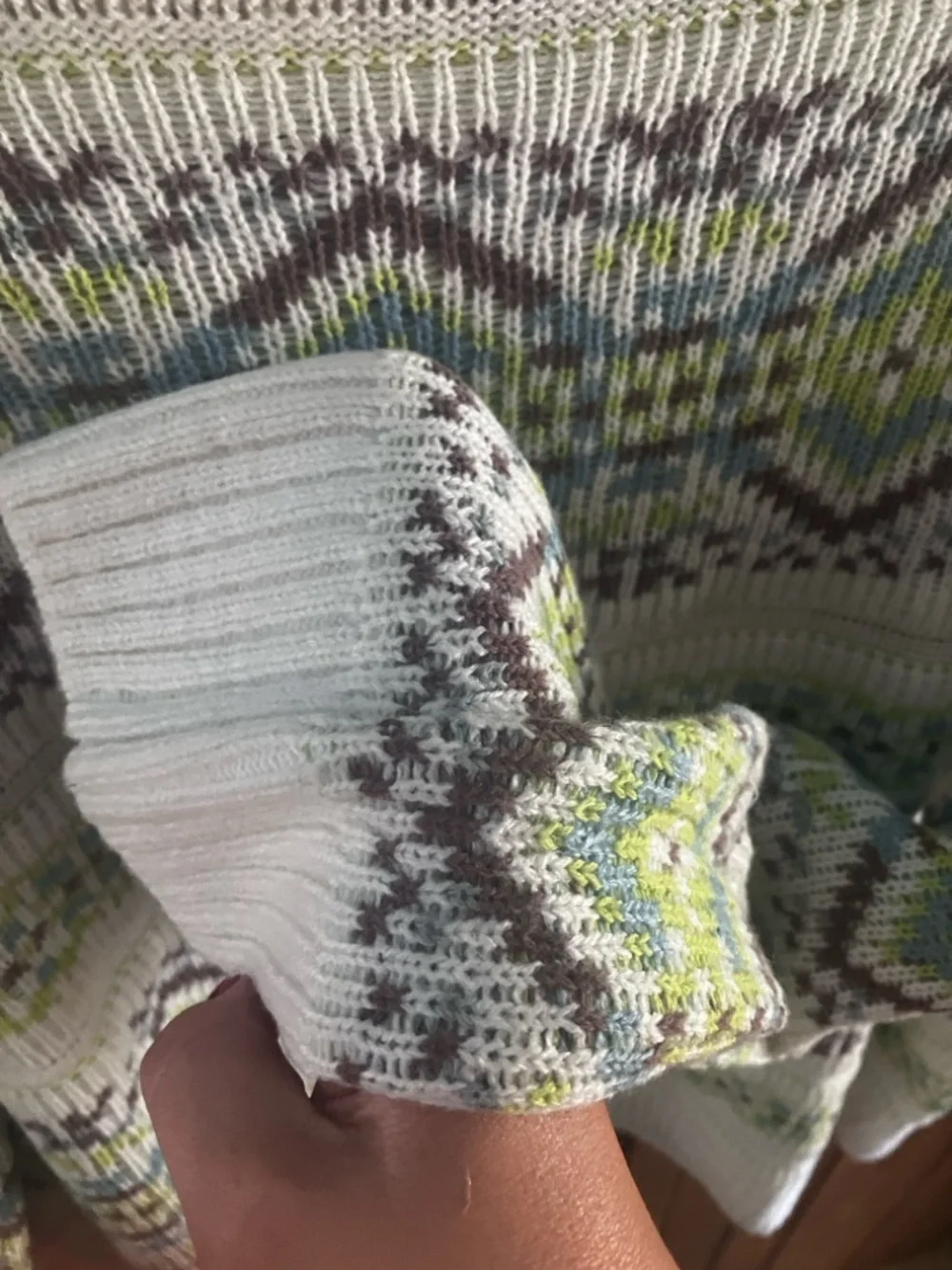 New! Urban Outfitters Men's Fair Isle Patterned Knit Sweater Cream